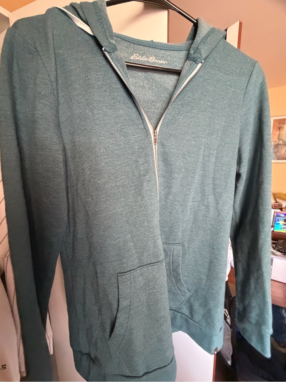 Eddie Bauer Women's Teal Green Full-Zip Hoodie Sweater